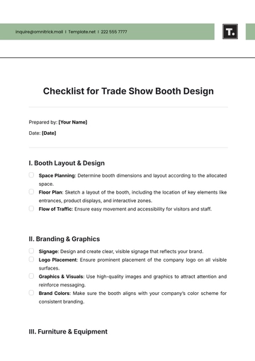 Free Checklist for Trade Show Booth Design Template to Edit Online