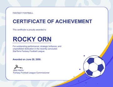 Free Fantasy Football Certificate Template to Edit Online
