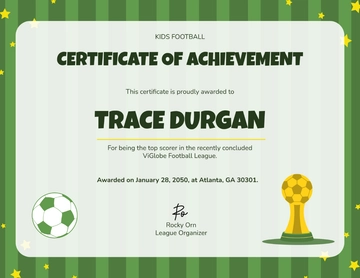 Free Football Certificate for Kids Template to Edit Online