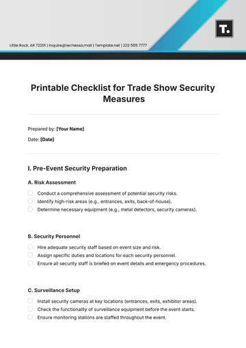 Free Printable Checklist for Trade Show Security Measures Template to Edit Online