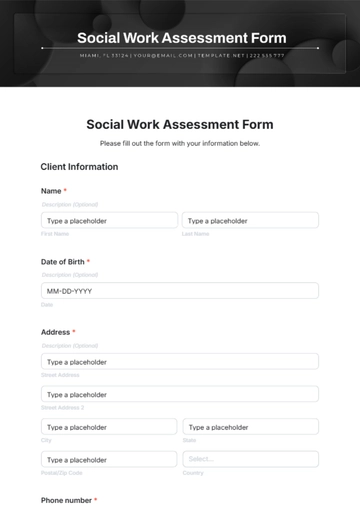 Free Social Work Assessment Form Template to Edit Online