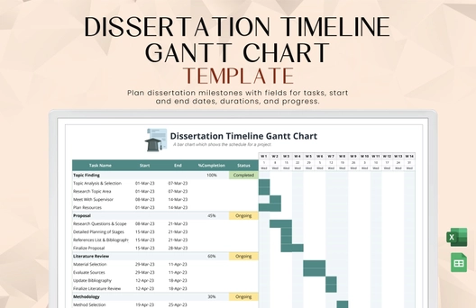Dissertation Timeline Gantt Chart Template