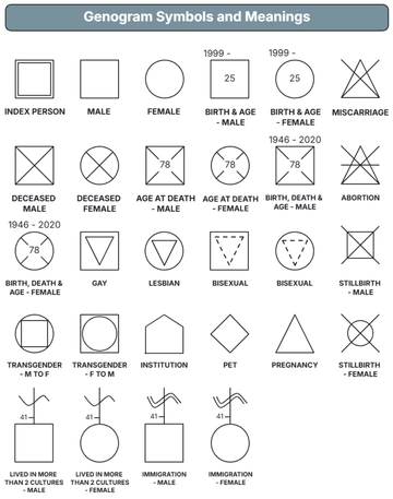 Free Genogram Symbols and Meanings Template to Edit Online