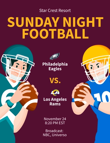 Free Sunday Night Football Schedule Template to Edit Online
