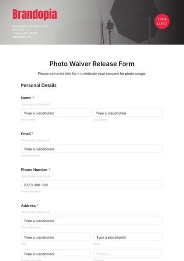 Free Photo Waiver Release Form Template to Edit Online