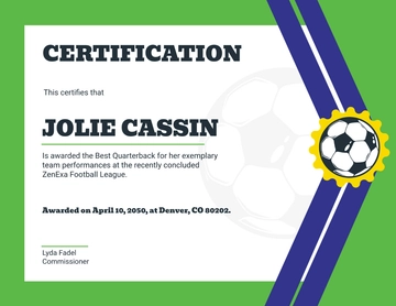 Free Sample Football Certificate Template to Edit Online