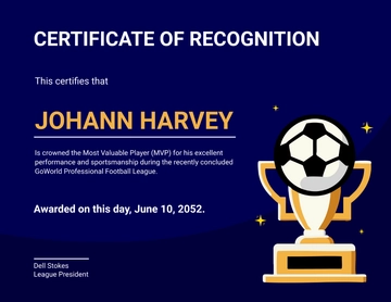 Free Professional Football MVP Certificate Template to Edit Online