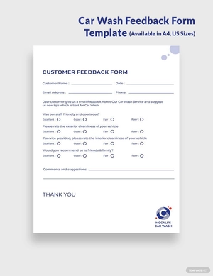 Car Wash Feedback Form Template