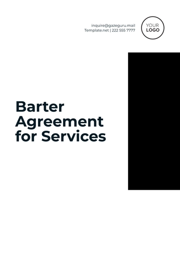 Free Sample Barter Agreement for Services Template to Edit Online