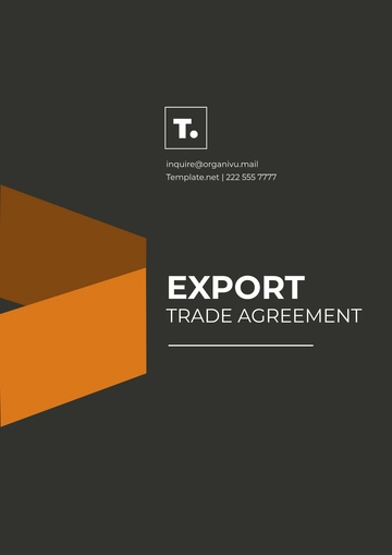 Free Export Trade Agreement Template to Edit Online