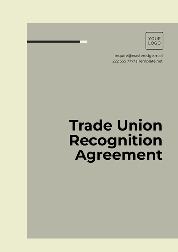 Free Trade Union Recognition Agreement Template to Edit Online