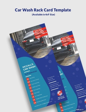 Car Wash Rack Card Template