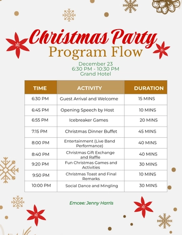 Free Christmas Party Program Flow Template to Edit Online