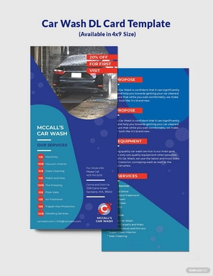 Car Wash DL Card Template