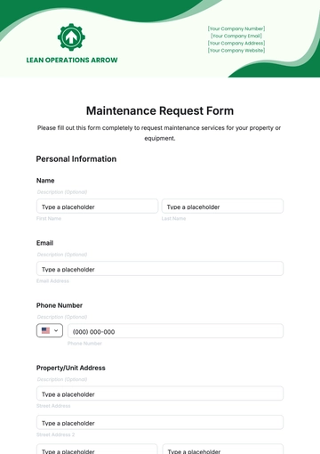 Free Maintenance Request Form Template to Edit Online