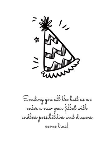 Free New Year Greeting Card Drawing Template to Edit Online