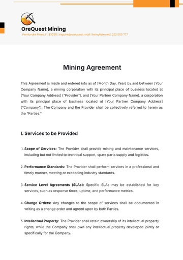 Free Mining Agreement Template to Edit Online