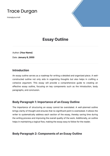 Free Essay Outline Template to Edit Online