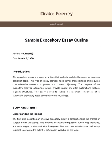 Free Sample Expository Essay Outline Template to Edit Online