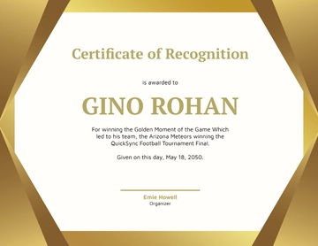 Free Gold Football Certificate Template to Edit Online