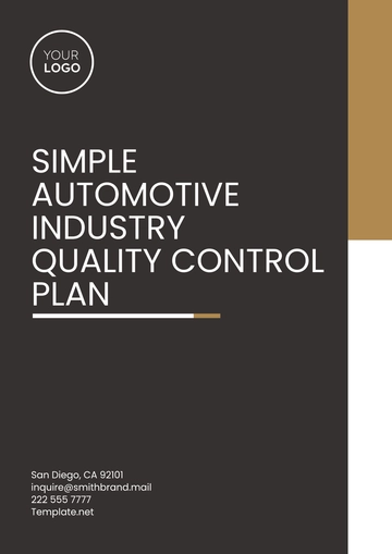 Free Simple Automotive Industry Quality Control Plan Template to Edit Online