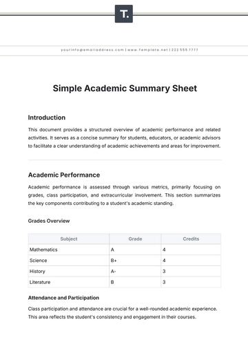 Free Simple Academic Summary Sheet Template to Edit Online