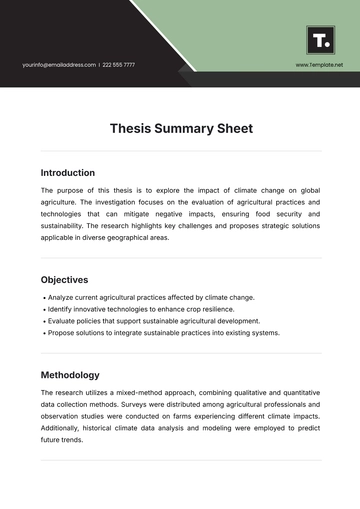 Free Thesis Summary Sheet Template to Edit Online