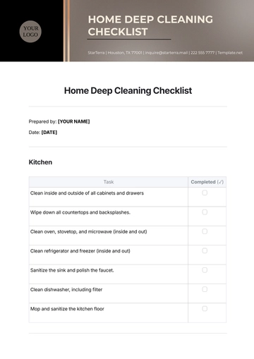 Free Home Deep Cleaning Checklist Template to Edit Online