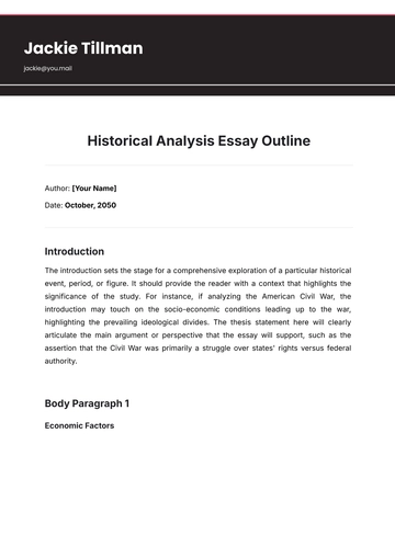 Free Historical Analysis Essay Outline Template to Edit Online