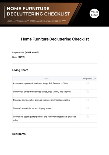 Free Home Furniture Decluttering Checklist Template to Edit Online