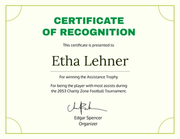 Free Minimalist Football Certificate Template to Edit Online
