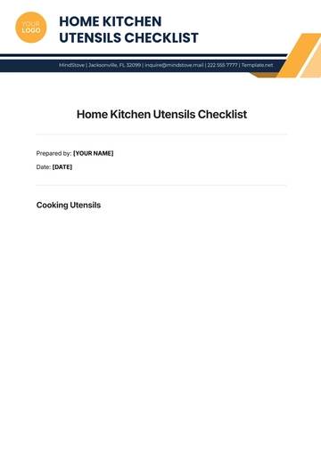 Free Home Kitchen Utensils Checklist Template to Edit Online