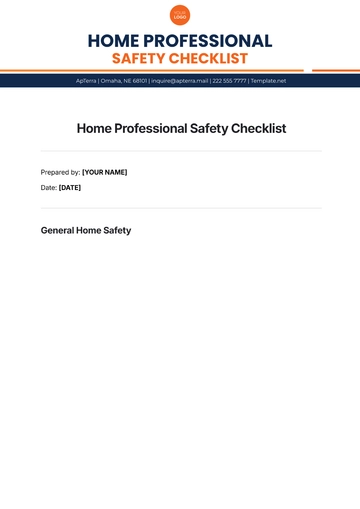 Free Home Professional Safety Checklist Template to Edit Online