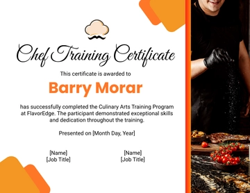 Free Chef Training Certificate Template to Edit Online