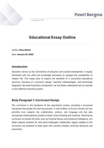 Free Educational Essay Outline Template to Edit Online