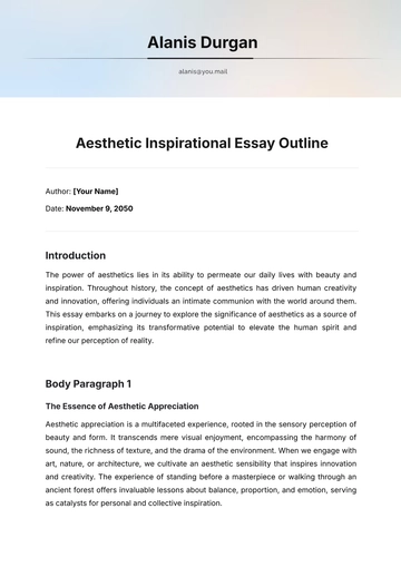 Free Aesthetic Inspirational Essay Outline Template to Edit Online