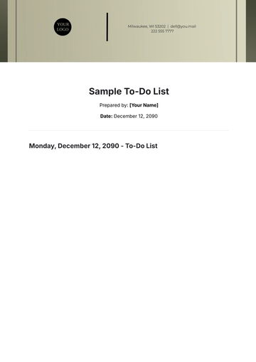 Free Sample To-Do List Template to Edit Online