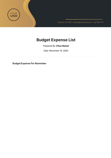 Free Budget Expense List Template to Edit Online