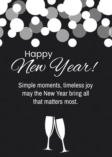 Free Black and White New Year Greeting Card Template to Edit Online