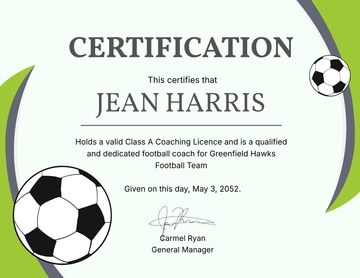 Free Football Coach Certificate Template to Edit Online