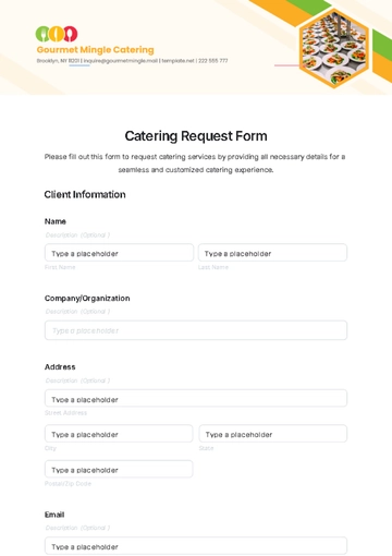 Free Catering Request Form Template to Edit Online