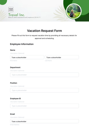 Free Vacation Request Form Template to Edit Online