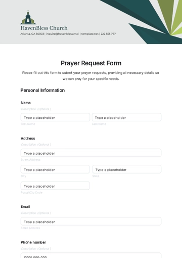 Free Prayer Request Form Template to Edit Online