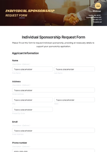 Free Individual Sponsorship Request Form Template to Edit Online