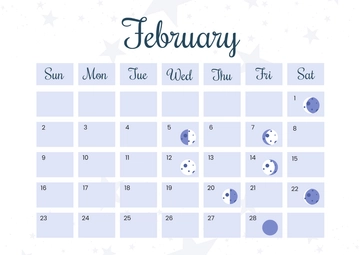 Free February 2025 Calendar with Moon Phases Template to Edit Online