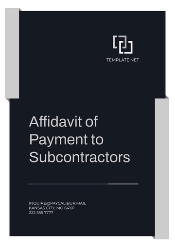 Free Affidavit of Payment to Subcontractors Template to Edit Online
