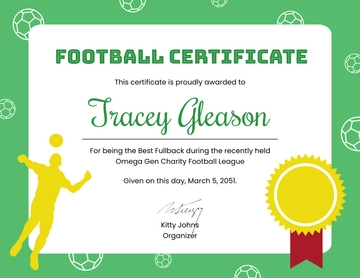 Free Football Certificate for Players Template to Edit Online