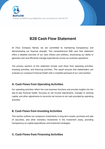 Free B2B Cash Flow Statement Template to Edit Online