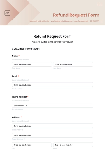 Free Refund Request Form Template to Edit Online