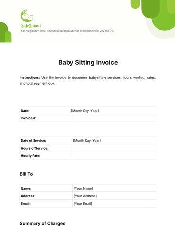 Free Baby Sitting Invoice Template to Edit Online